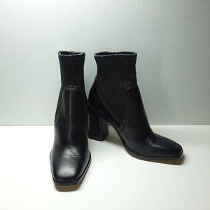 Vince Camuto Black Leather Sock Bootie Size 7M
